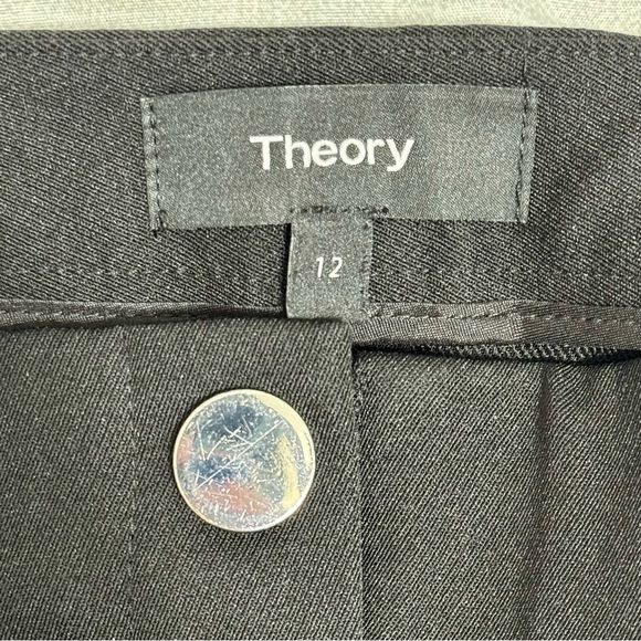 Theory Black Clean Cigarette Business Casual Trousers Pants Sz 12 - Picture 7 of 11